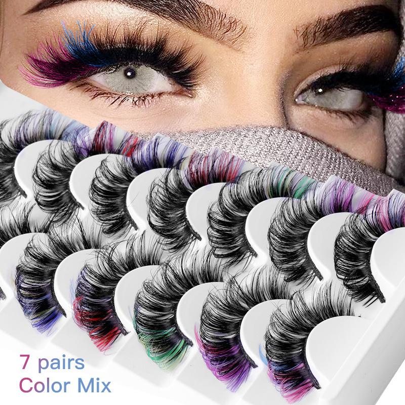 Eyelash Extension Volume - 7 Pares de Pestañas Postizas Coloridas
